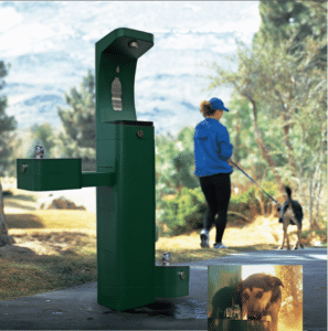 Haws Outdoor Modular Bottle Filler and Drinking Fountain with optional dog bowl attachment