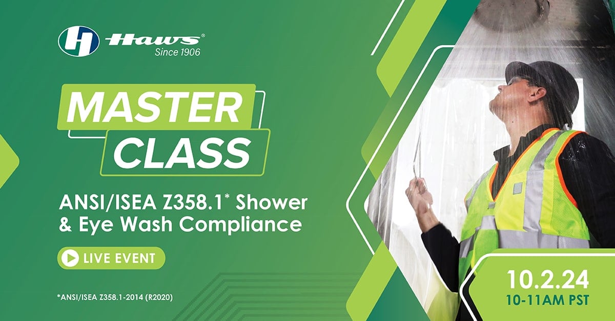 Haws Master Class: ANSI compliance for Shower and Eye Washes, October 2024